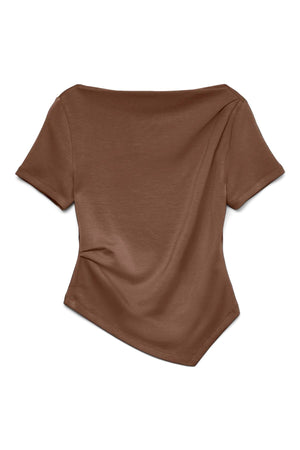 Mille Boatneck Short Top - Brun