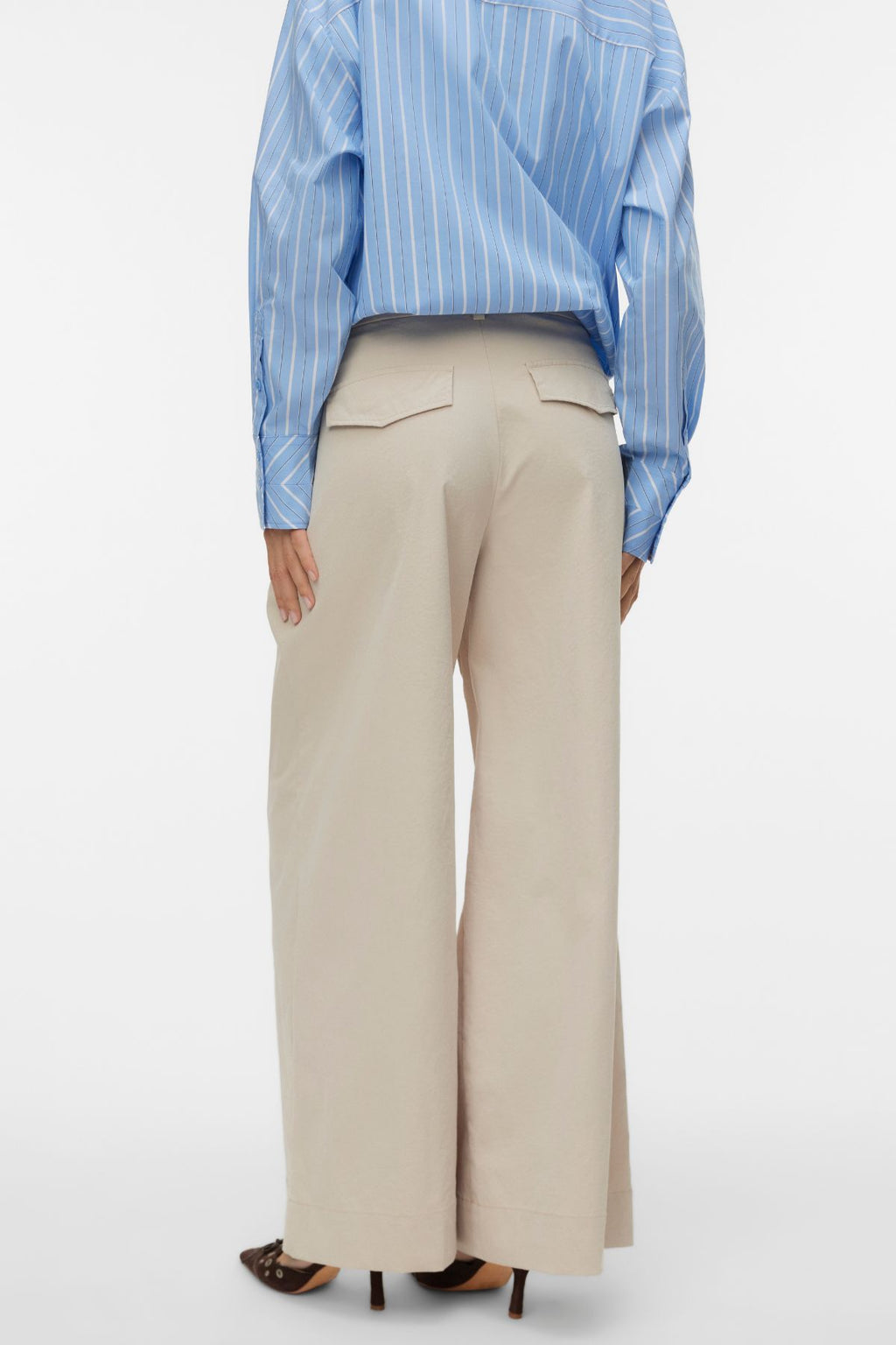 Meng MidWaist Crinkled Wide Pants - Cement