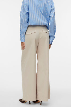 Meng MidWaist Crinkled Wide Pants - Cement