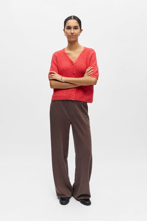 Saggia V-Neck Knit Cardigan - Poinsettia Melange