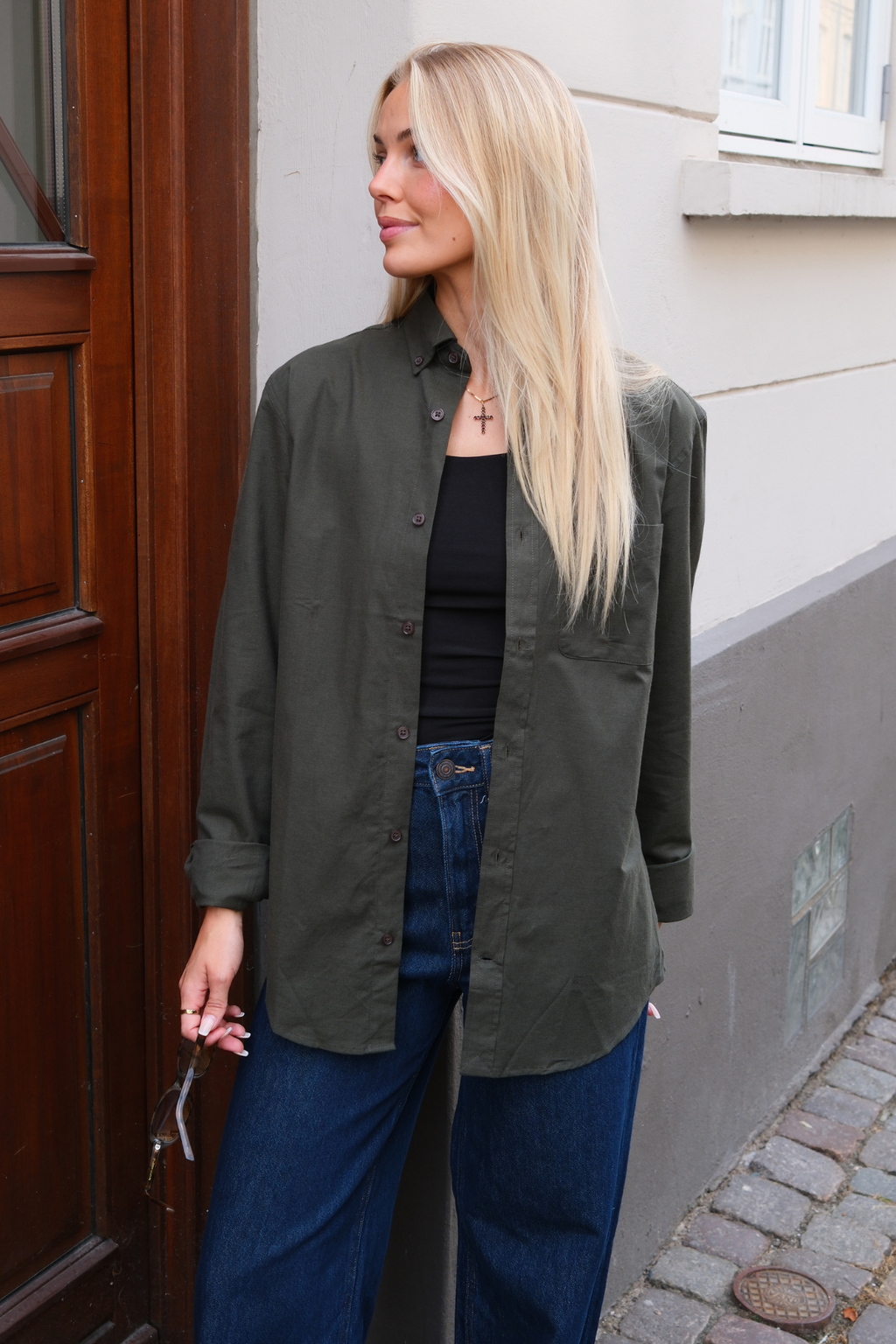 Boyfriend Oxford Skjorte - Mørkegrønn