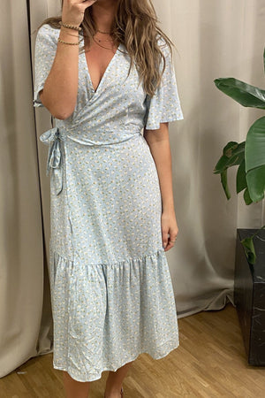 Dina 2/4 Omslået Kjole - Blå