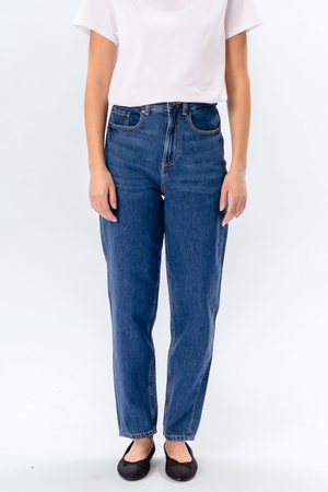 Performance Mom Jeans - Medium Blue Denim