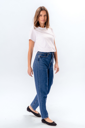 Performance Mom Jeans - Medium Blue Denim