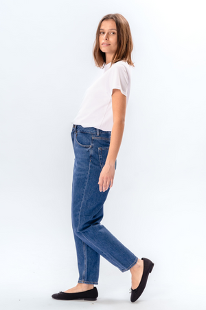 Performance Mom Jeans - Medium Blue Denim