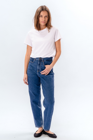Performance Mom Jeans - Medium Blue Denim