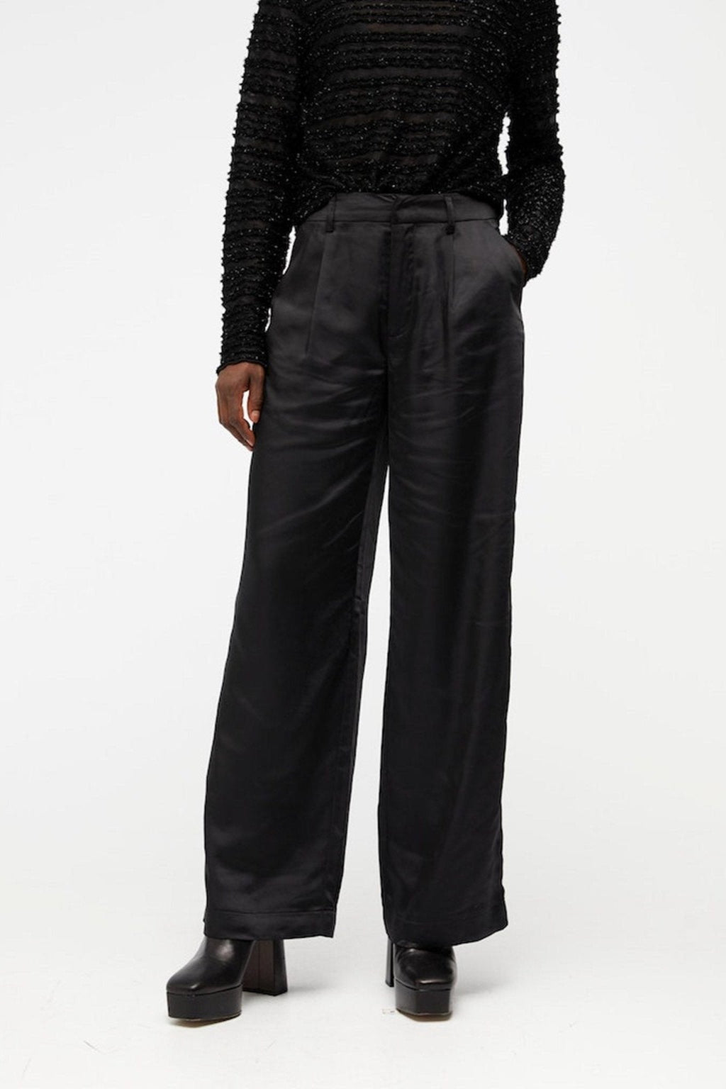 Debra Mid Waist Pants - Svart
