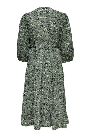 Olivia 3/4 Wrap Midi Dress - Balsam Green
