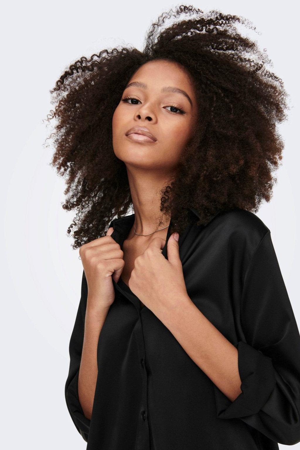 Victoria Satin Skjorte - Svart