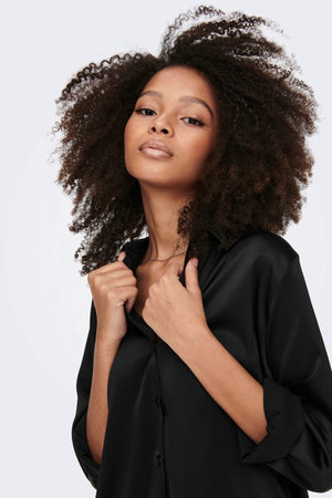 Victoria Satin Skjorte - Svart