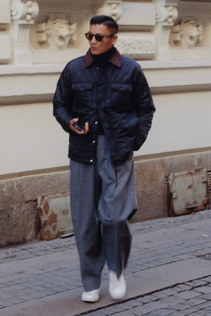 Vattert Jakke - Marineblå