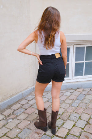 Denim Shorts - Black Denim