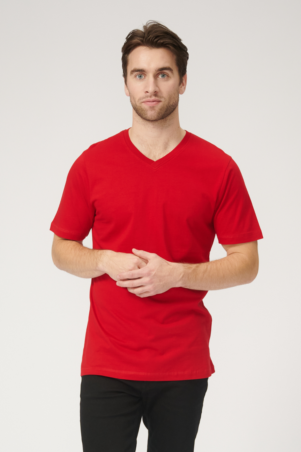 Basic V-neck t-shirt - Rød