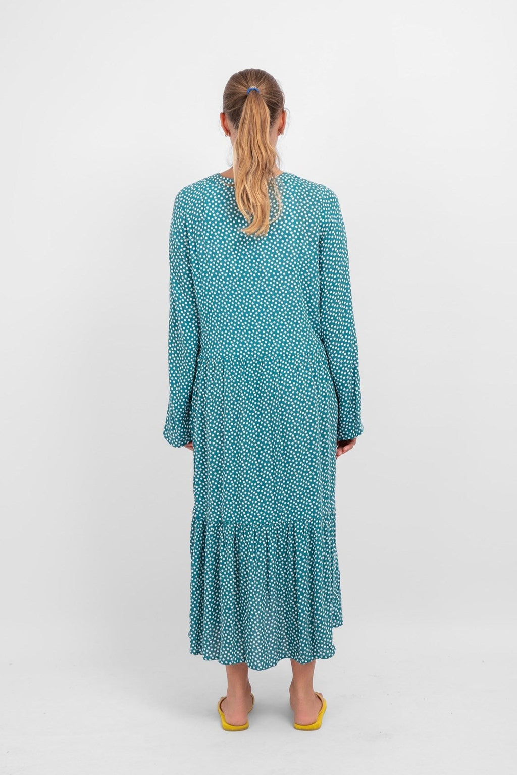 Anna Langermet Kjole - Teal Green
