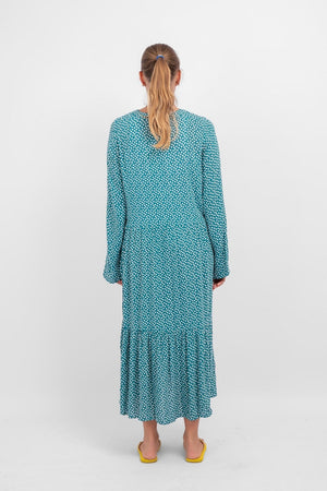 Anna Langermet Kjole - Teal Green