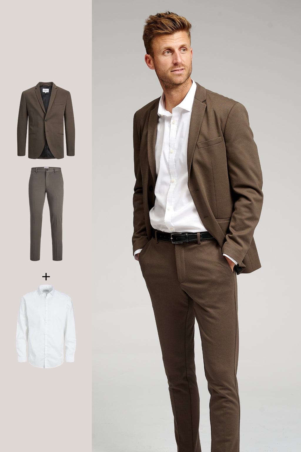 Performance Suit™️ (mørkebrun) + Performance-skjorte - Pakketilbud
