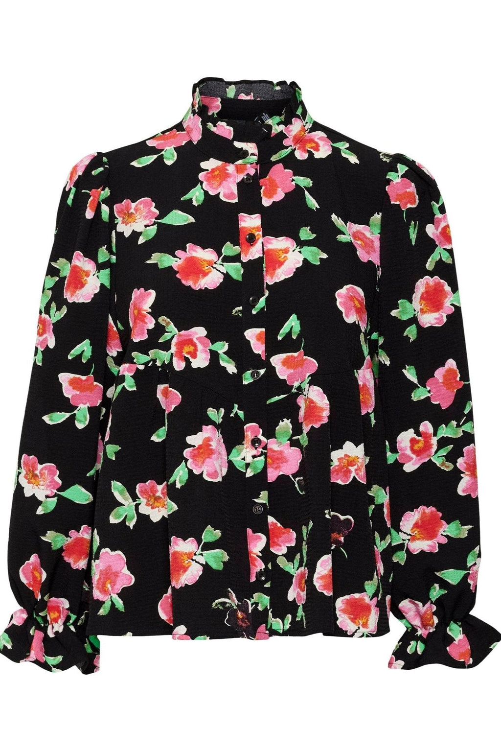 Lia Bluse - Blomstret Svart