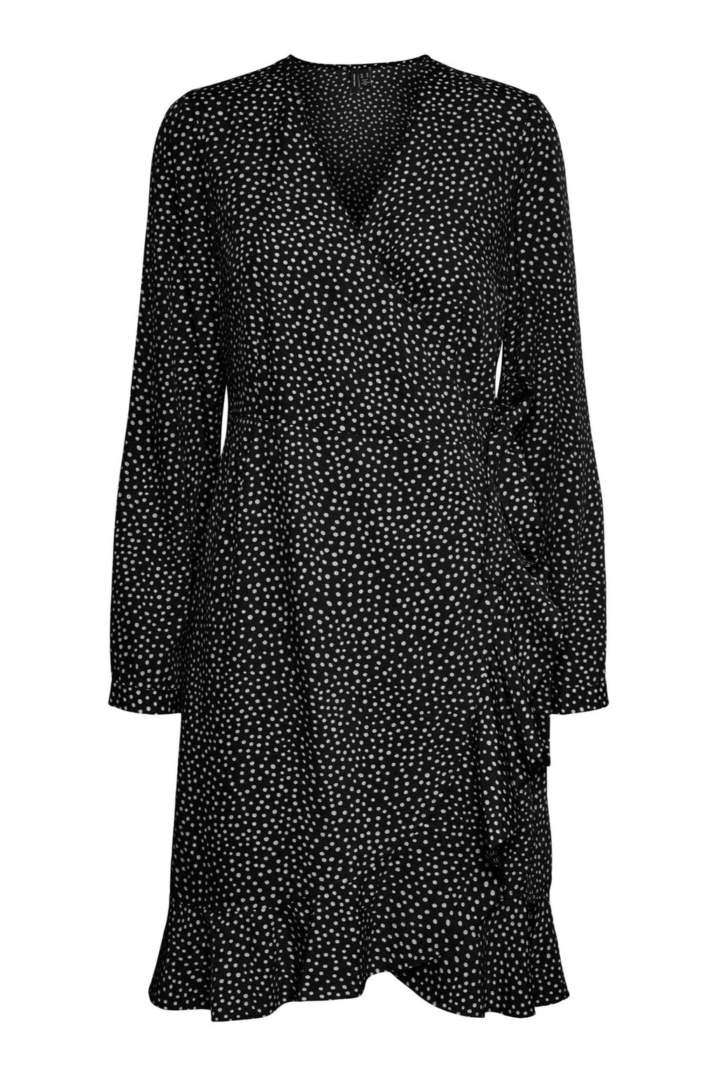 Henna Wrap Frill Kjole - Black/Snow White