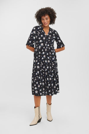 Easy 2/4 Calf Dress - Svart