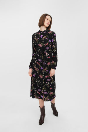 Easy Long Sleeve Shirt Dress - Lilla