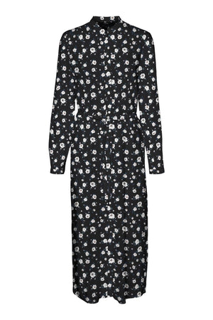 Easy Long Sleeve Shirt Dress - Svart