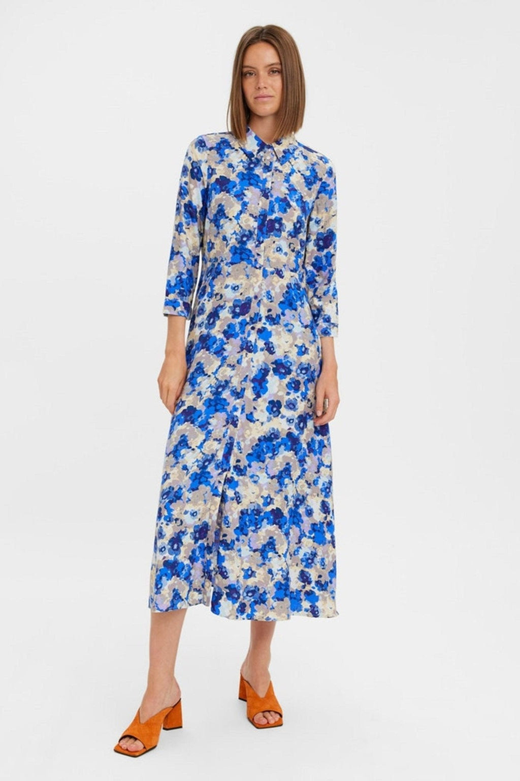 Elly 3/4 Skjortekjole - Nautical Blue