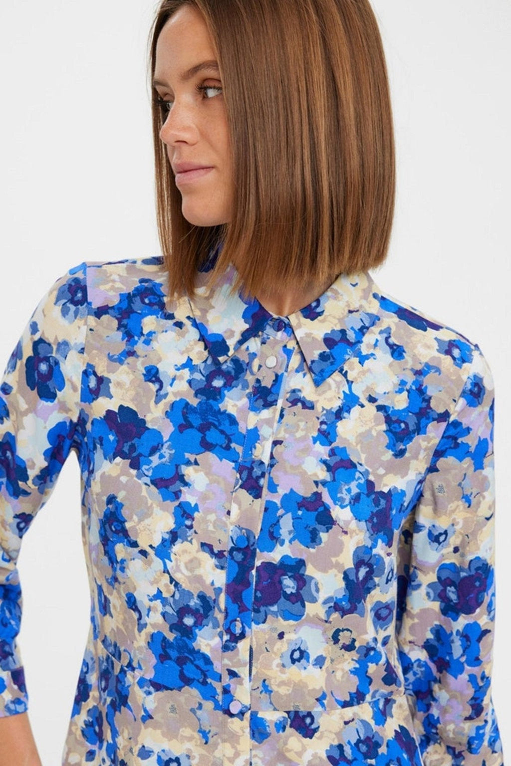 Elly 3/4 Skjortekjole - Nautical Blue