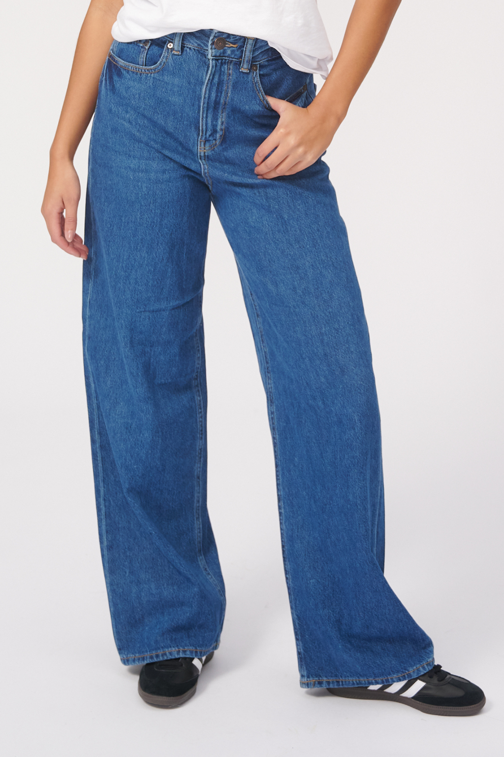 Performance Wide Jeans - Medium Blue Denim