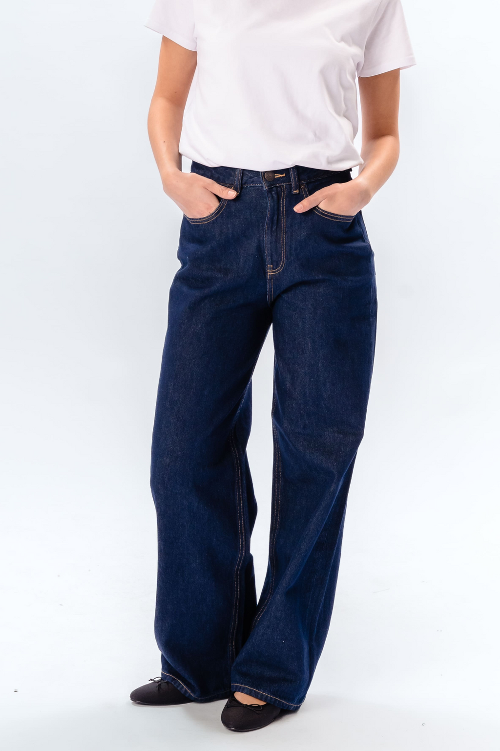 Performance Wide Jeans - Dark Blue Denim
