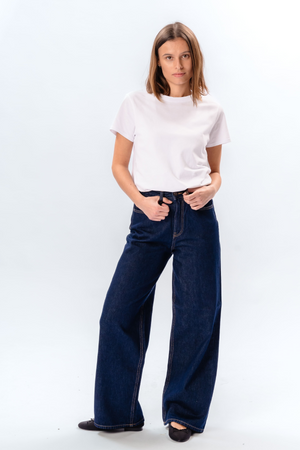 Performance Wide Jeans - Dark Blue Denim