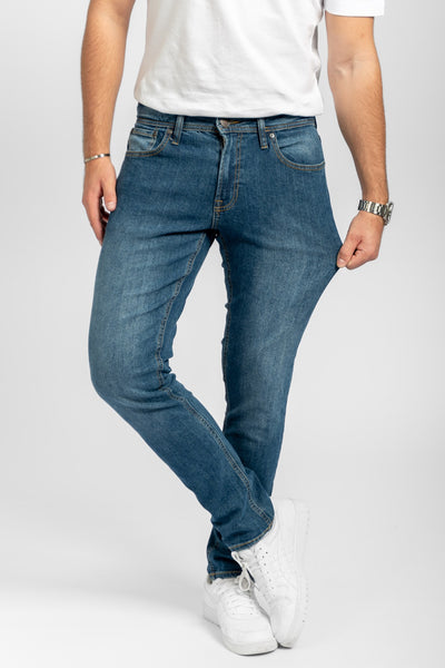 Performance Jeans (Slim) - Medium Blue Denim - TeeShoppen 2