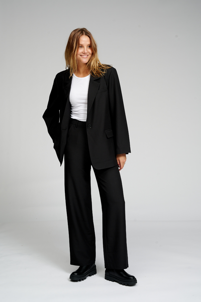 Oversized Blazer med Klassiske Dressbukser - Pakketilbud (Svart)