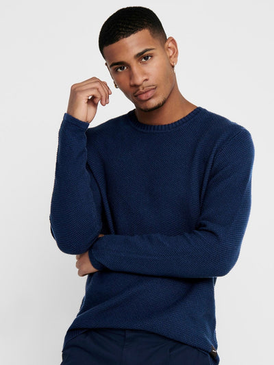 Dan Crew Neck - Dress Blue - Only & Sons 3