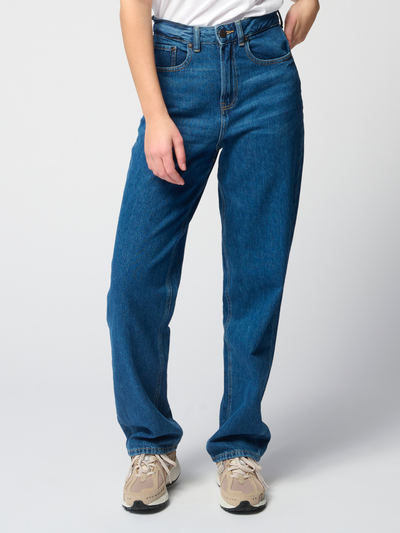 Performance Mom Jeans - Medium Blue Denim - TeeShoppen