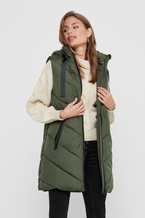 Skylar Padded Hood Waistcoat - Forest Night