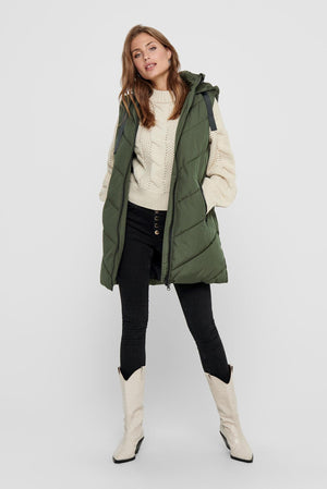 Skylar Padded Hood Waistcoat - Forest Night