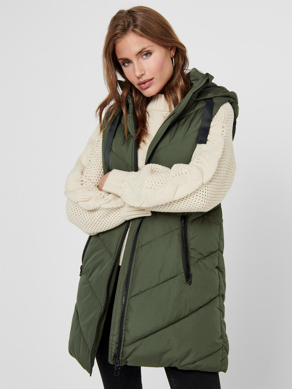 Skylar Padded Hood Waistcoat - Forest Night