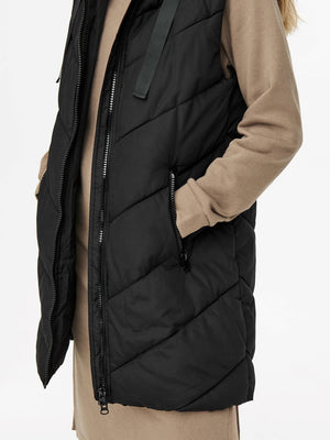 Skylar Padded Hood Waistcoat - Svart