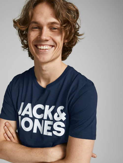 Ecorp Logo Tee O-Neck - Navy - Jack & Jones