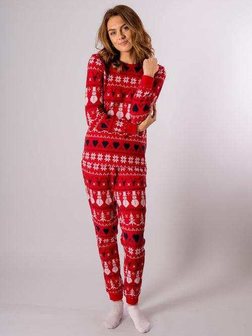 Snowflake Women Pyjamas - Rød - TeeShoppen