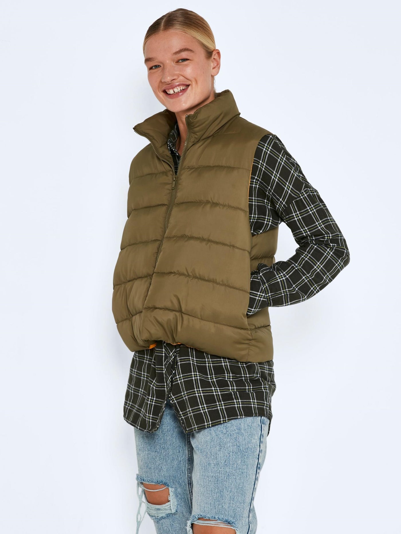 Marcus Puff Vest - Burnt Olive - Noisy May 4