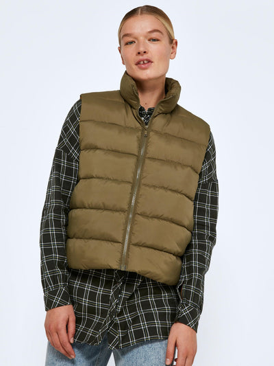 Marcus Puff Vest - Burnt Olive - Noisy May