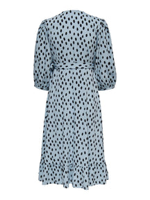 Olivia 3/4 Wrap Midi Dress - Blue Fog