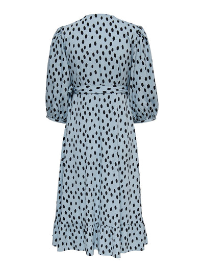 Olivia 3/4 Wrap Midi Dress - Blue Fog - ONLY 8