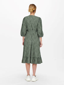 Olivia 3/4 Wrap Midi Dress - Balsam Green