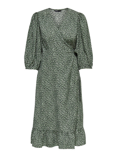 Olivia 3/4 Wrap Midi Dress - Balsam Green - ONLY 7