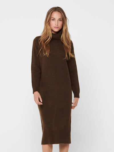Brandie Roll Neck Dress - Chicory Coffee - ONLY 3