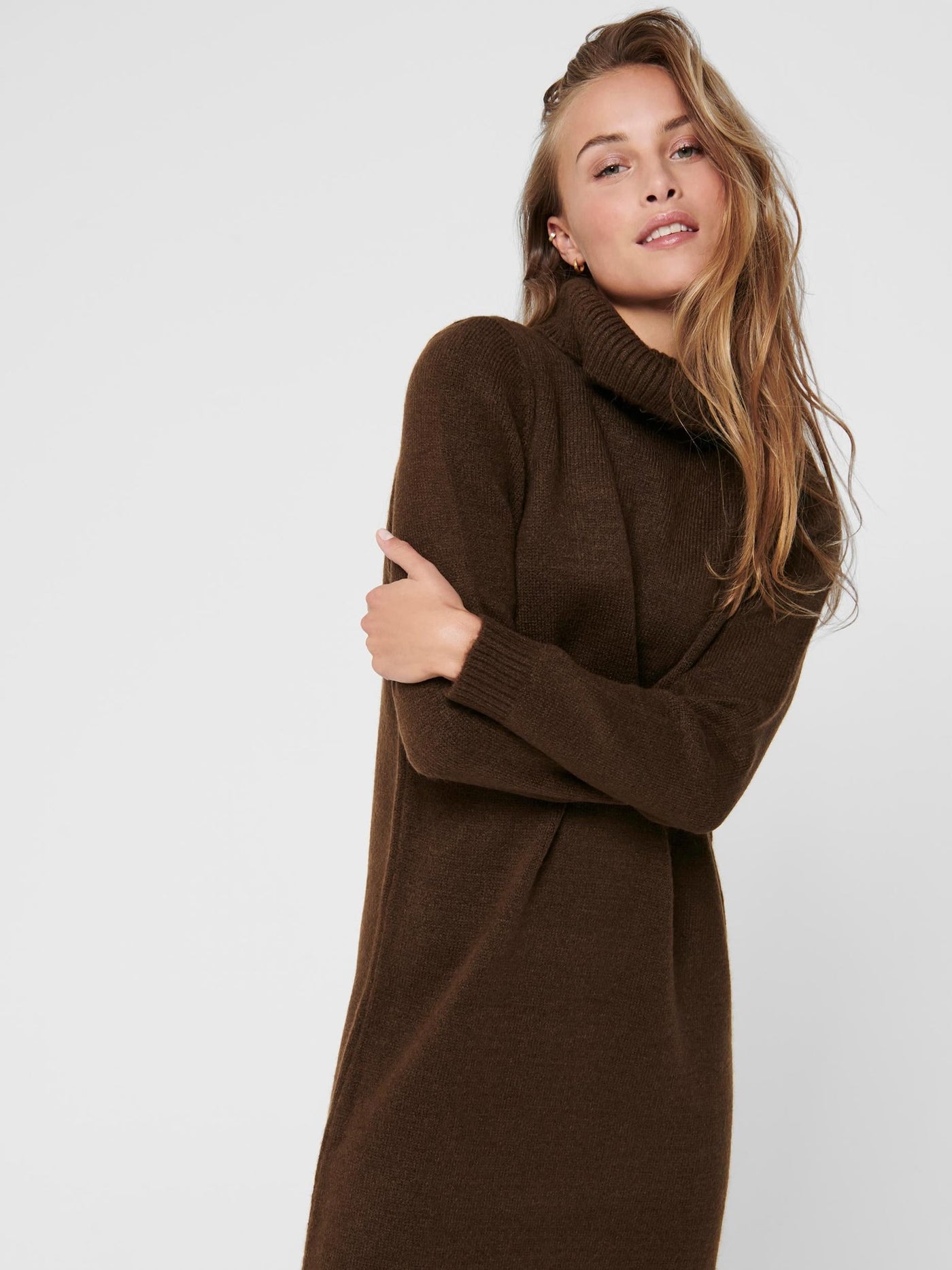 Brandie Roll Neck Dress - Chicory Coffee - ONLY 2