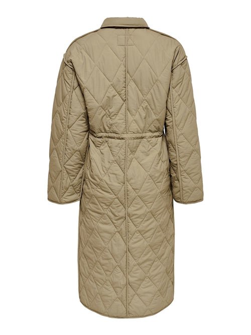 Naya Quilted Long Coat - Petrified Oak - ONLY