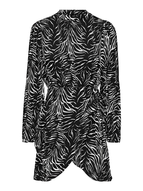 Mille Wrap Kjole - Black Vibrant Zebra - ONLY